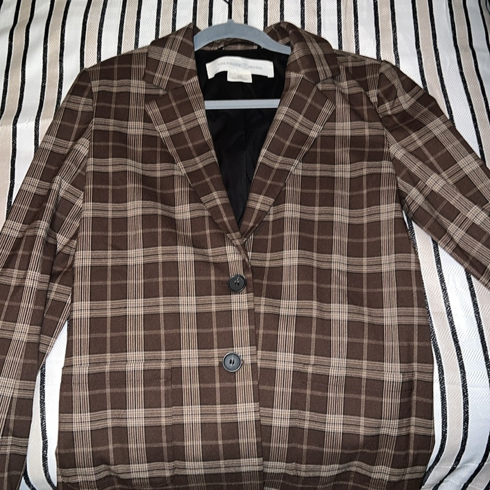 Brown Plaid Blazer - Picture 1 of 5